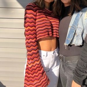 Free People Crop Flare Sleeve Turtleneck